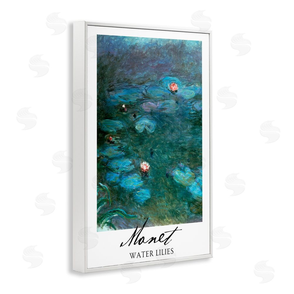 Vintage Hustle Monet Water Lilies White Framed Giclee Wall Art Print