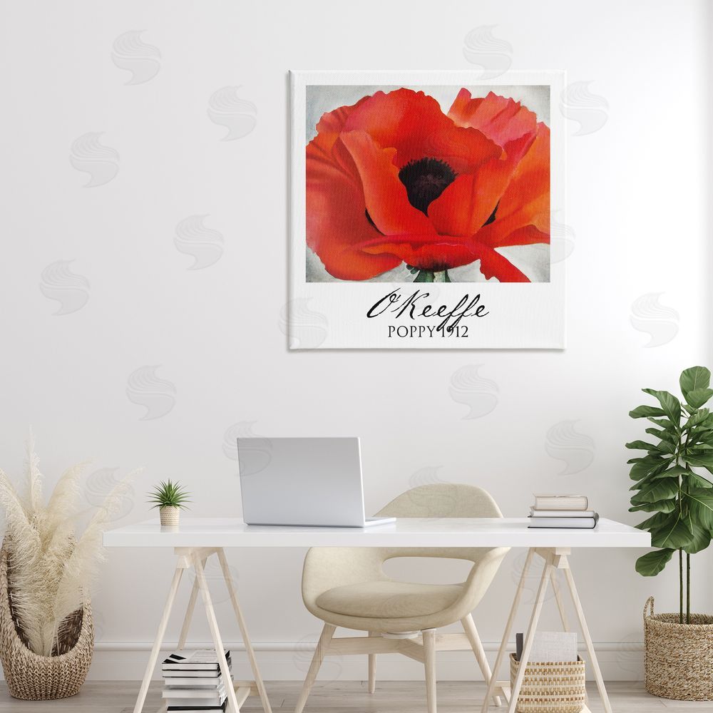 Vintage Hustle O'Keeffe Poppy Radiance Stretched Canvas Wall Art in Room
