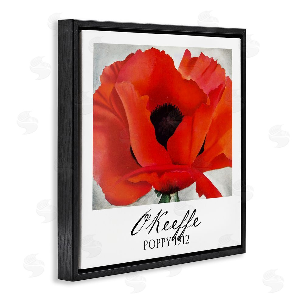 Vintage Hustle O'Keeffe Poppy Radiance Black Floating Frame Canvas Wall Art Print