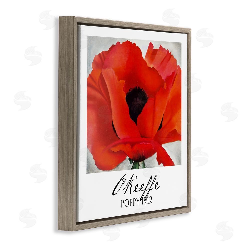 Vintage Hustle O'Keeffe Poppy Radiance Brown Floating Frame Canvas Wall Art Print