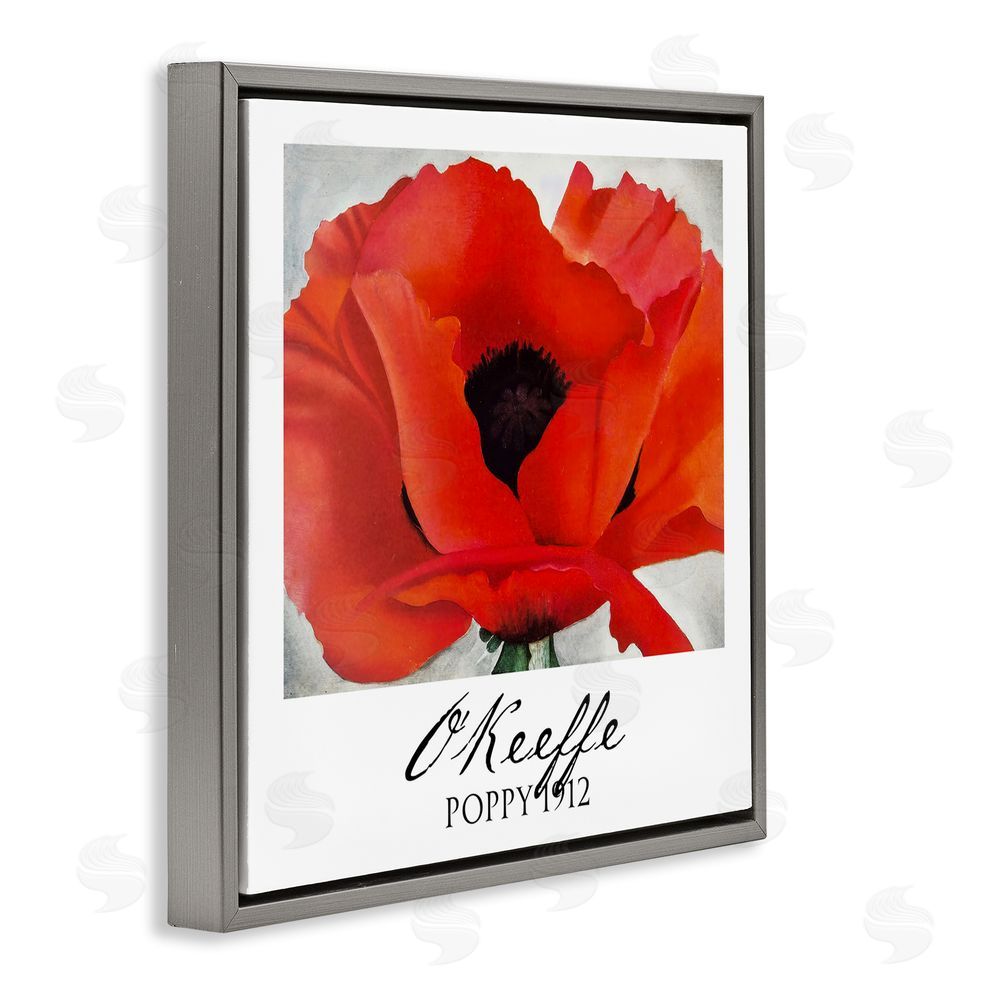 Vintage Hustle O'Keeffe Poppy Radiance Gray Floating Frame Canvas Wall Art Print