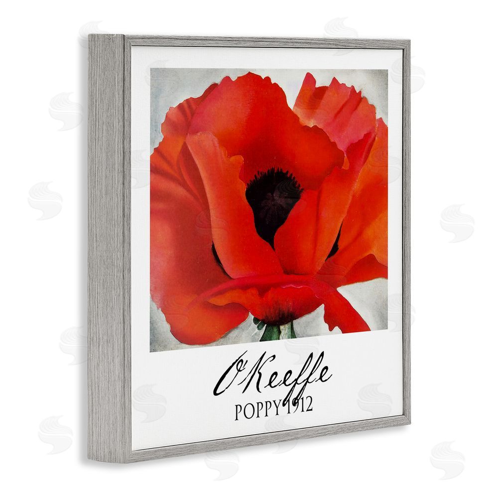 Vintage Hustle O'Keeffe Poppy Radiance Gray Framed Giclee Wall Art Print