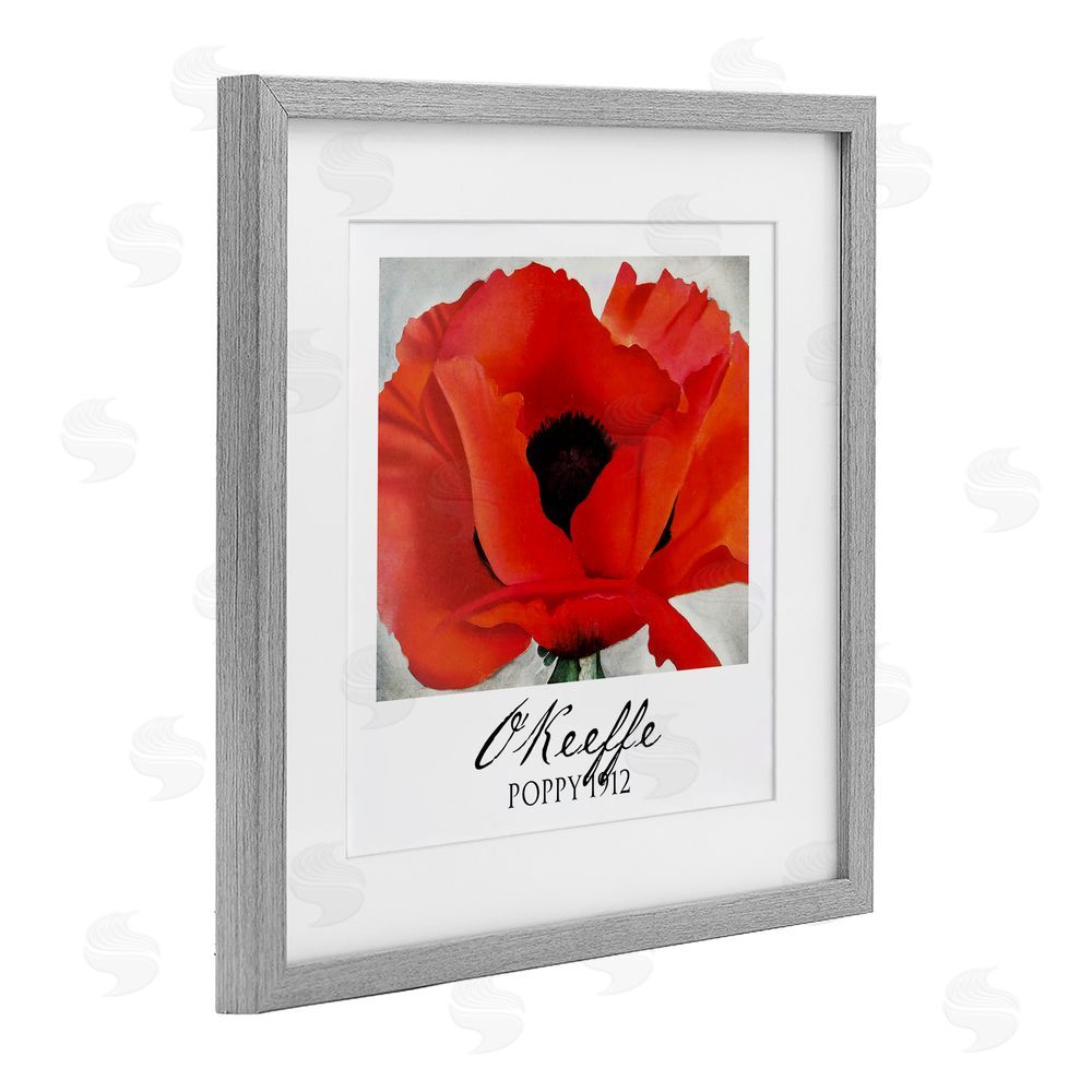 Vintage Hustle O'Keeffe Poppy Radiance Gray Framed Print Under Glass Wall Art