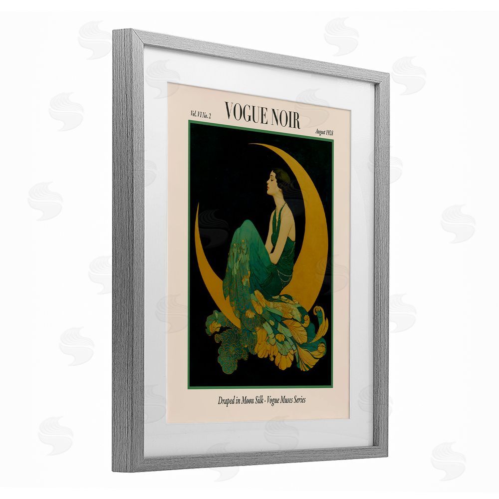 A Barefoot Stylist Draped In Moon Silk Gray Framed Print Under Glass Wall Art