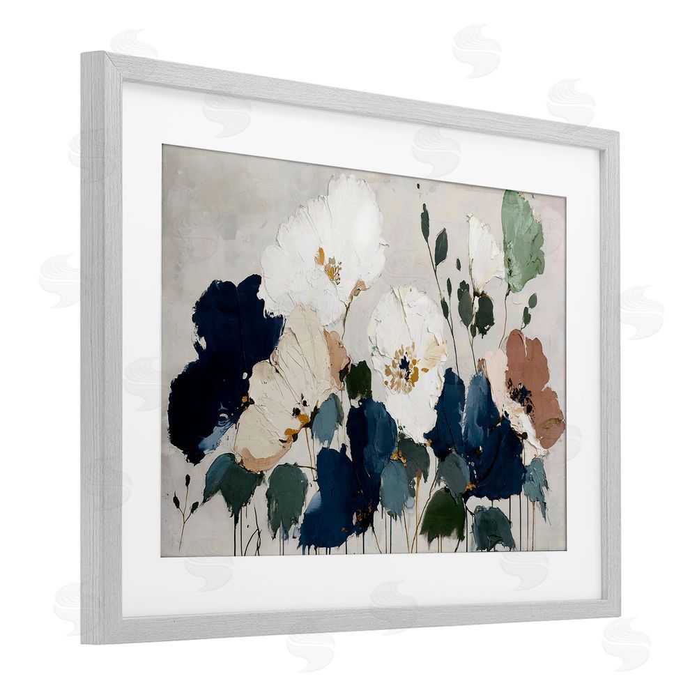 Annabelle Hall Indigo Botanica Garden Gray Framed Print Under Glass Wall Art
