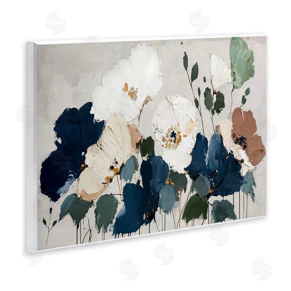 Annabelle Hall Indigo Botanica Garden Wooden Wall Plaque Art Print