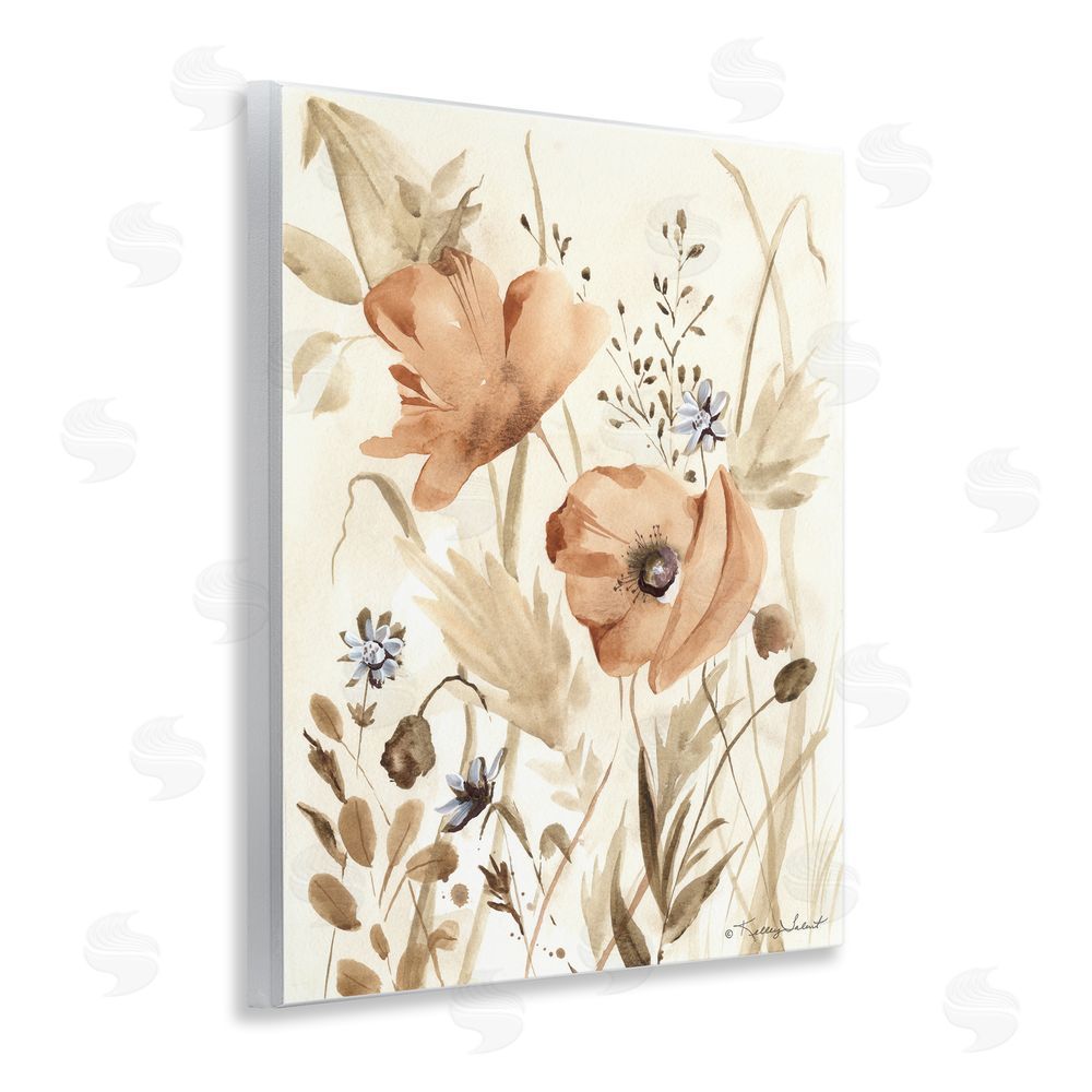 Kelley Talent Poppy Garden Soft Beige Wooden Wall Plaque Art Print