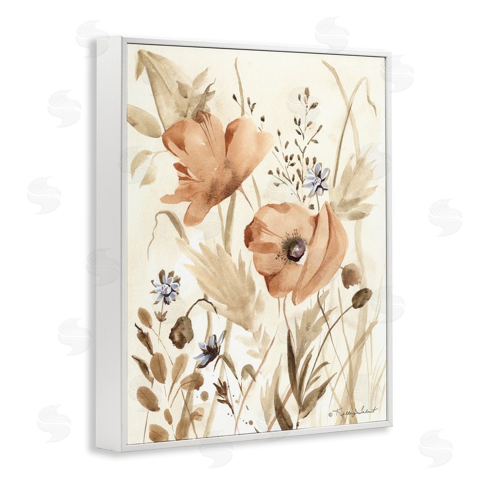 Kelley Talent Poppy Garden Soft Beige White Framed Giclee Wall Art Print
