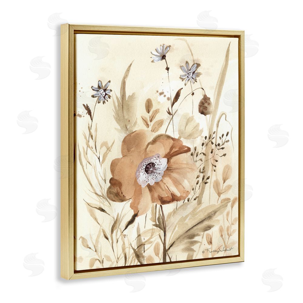 Kelley Talent Poppy Garden Petals Gold Floating Frame Canvas Wall Art Print