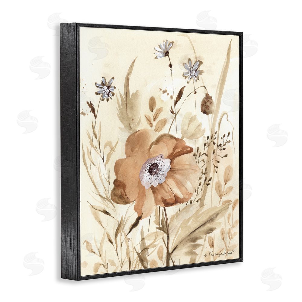 Kelley Talent Poppy Garden Petals Black Framed Giclee Wall Art Print