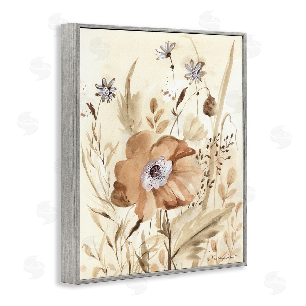 Kelley Talent Poppy Garden Petals Gray Framed Giclee Wall Art Print