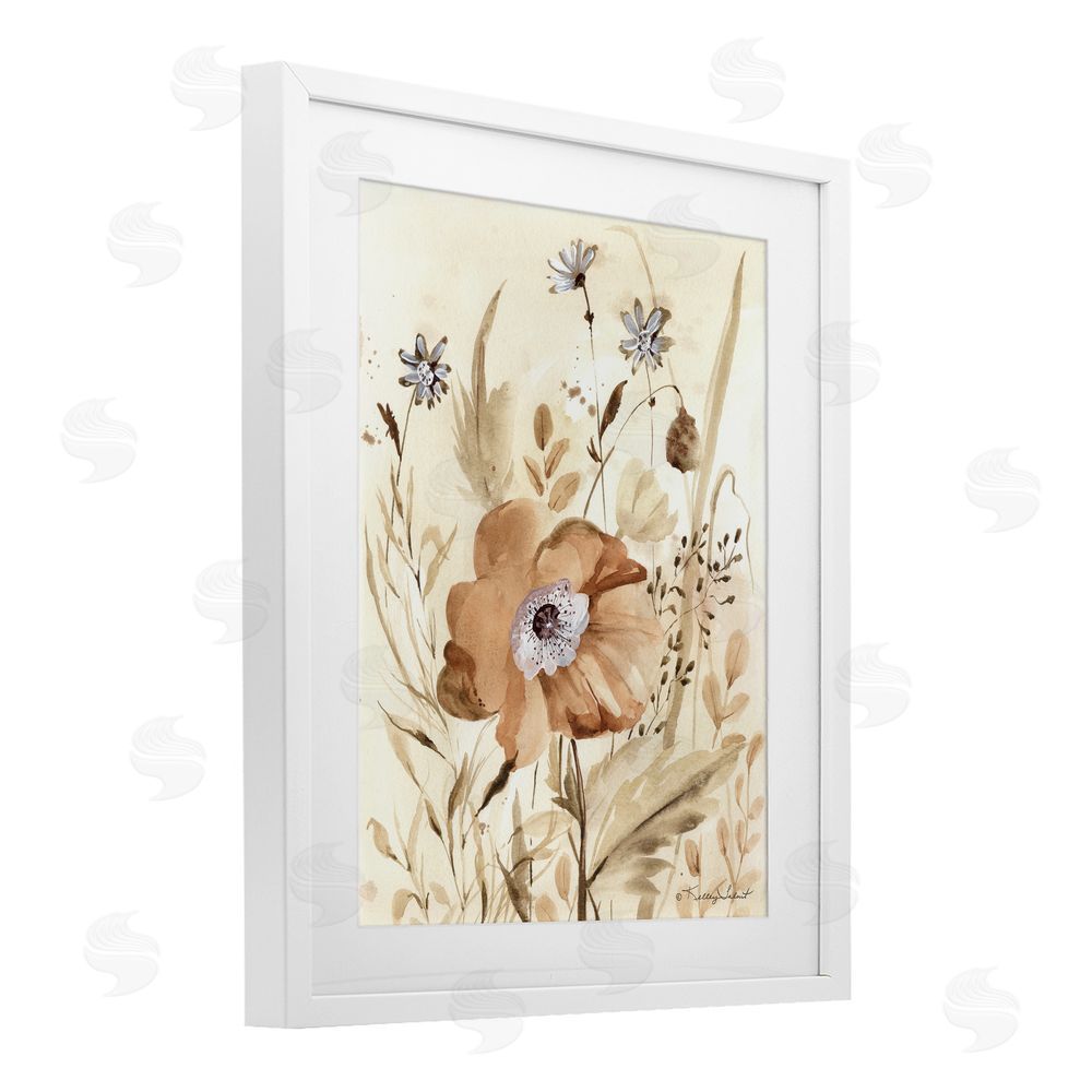 Kelley Talent Poppy Garden Petals White Framed Print Under Glass Wall Art