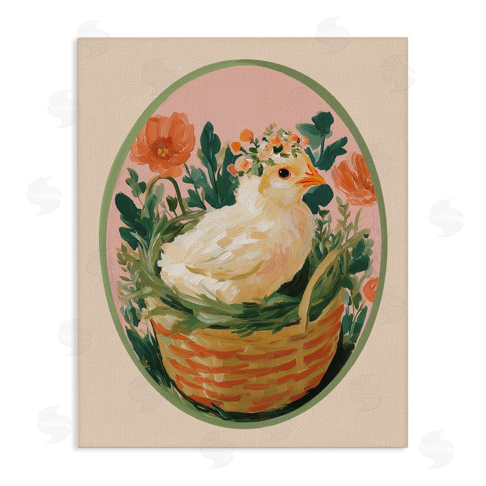Yen Bloom Nest Chick Stretched Canvas Wall Art Print