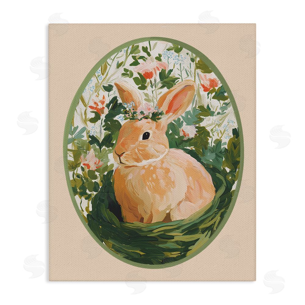 Yen Bloom Nest Bunny Stretched Canvas Wall Art Print