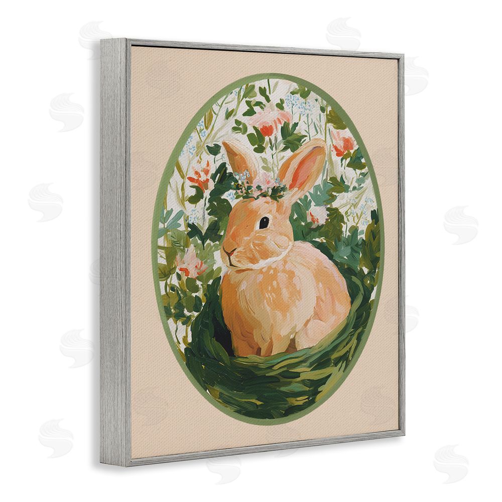 Yen Bloom Nest Bunny Gray Framed Giclee Wall Art Print