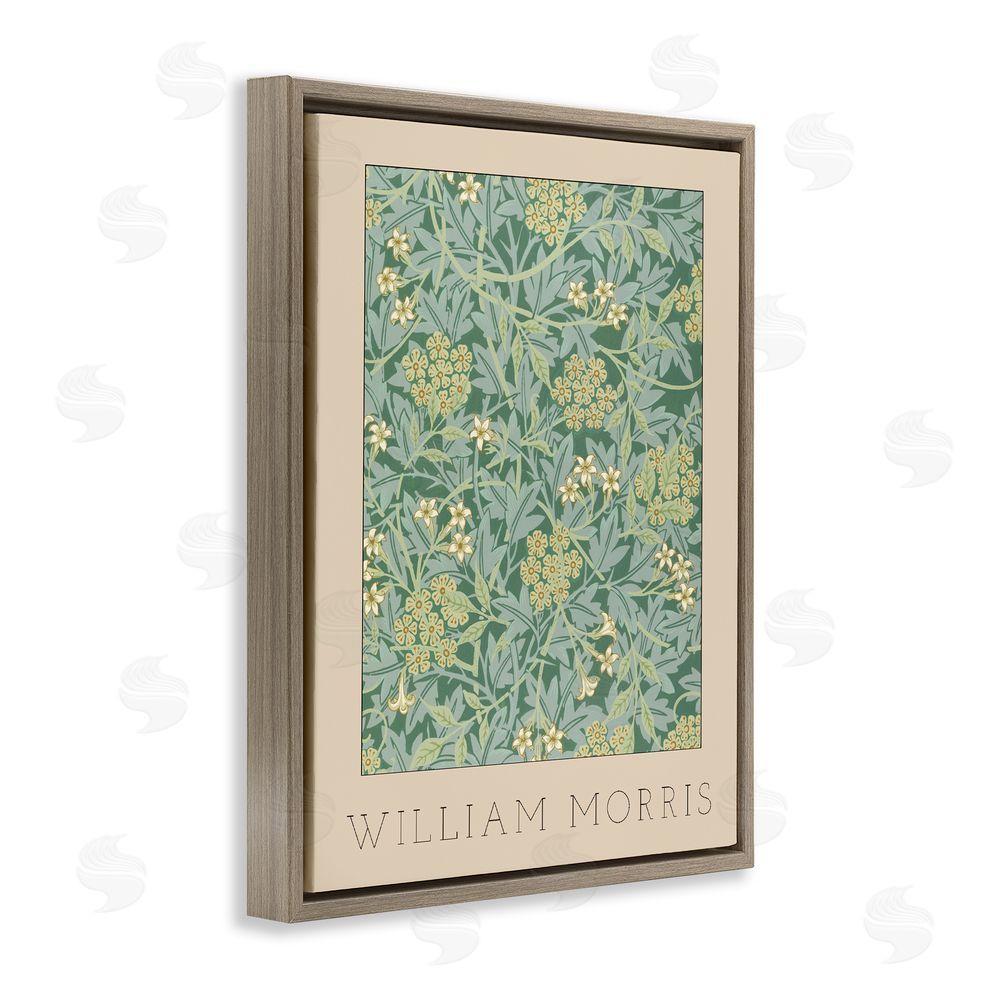 Stupell Studio William Morris Green Tones Brown Floating Frame Canvas Wall Art Print