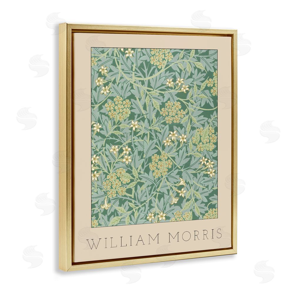 Stupell Studio William Morris Green Tones Gold Floating Frame Canvas Wall Art Print