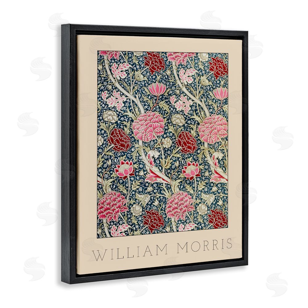 Lil' Rue Ornate Intertwined Flower Classic Black Floating Frame Canvas Wall Art Print