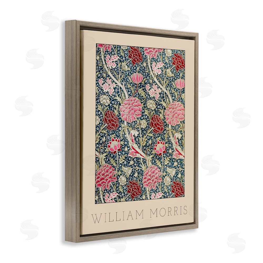 Lil' Rue Ornate Intertwined Flower Classic Brown Floating Frame Canvas Wall Art Print