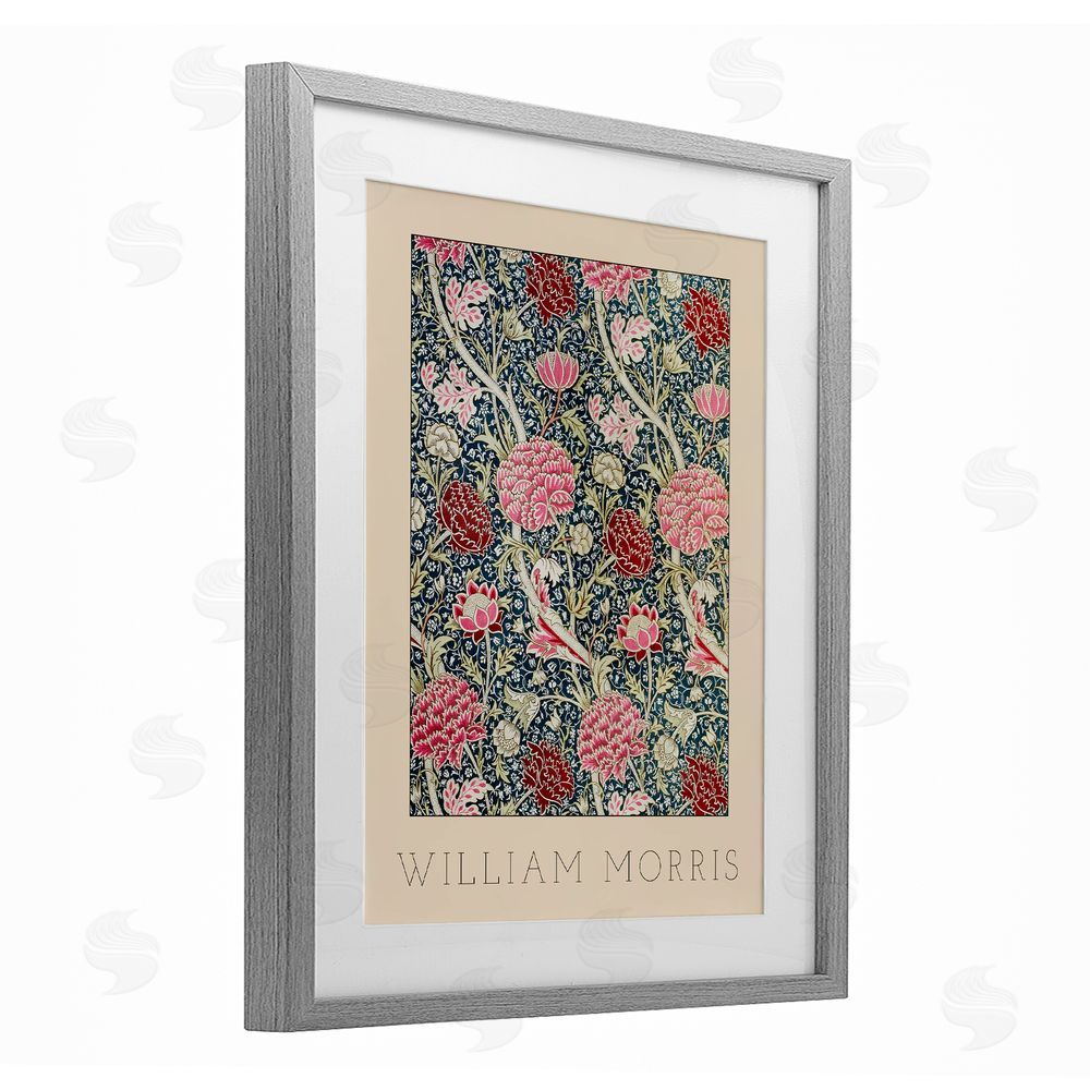 Lil' Rue Ornate Intertwined Flower Classic Gray Framed Print Under Glass Wall Art