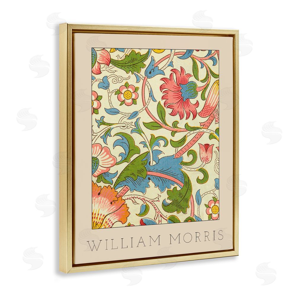 Stupell Studio Stylish Boho Classic Flowers Gold Floating Frame Canvas Wall Art Print