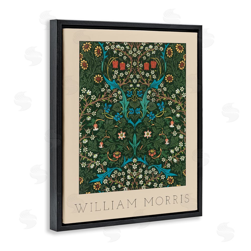 Lil' Rue Ornate Botanicals William Morris Black Floating Frame Canvas Wall Art Print