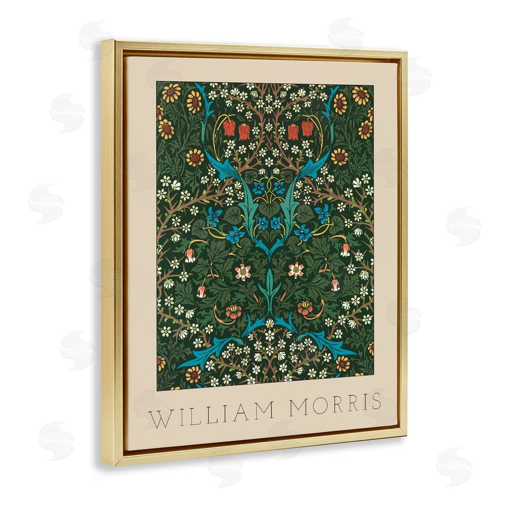 Lil' Rue Ornate Botanicals William Morris Gold Floating Frame Canvas Wall Art Print