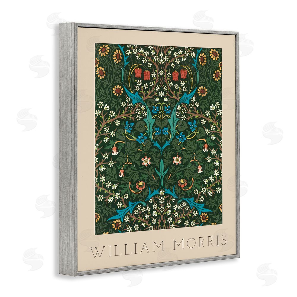 Lil' Rue Ornate Botanicals William Morris Gray Framed Giclee Wall Art Print