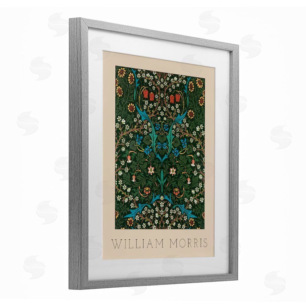 Lil' Rue Ornate Botanicals William Morris Gray Framed Print Under Glass Wall Art