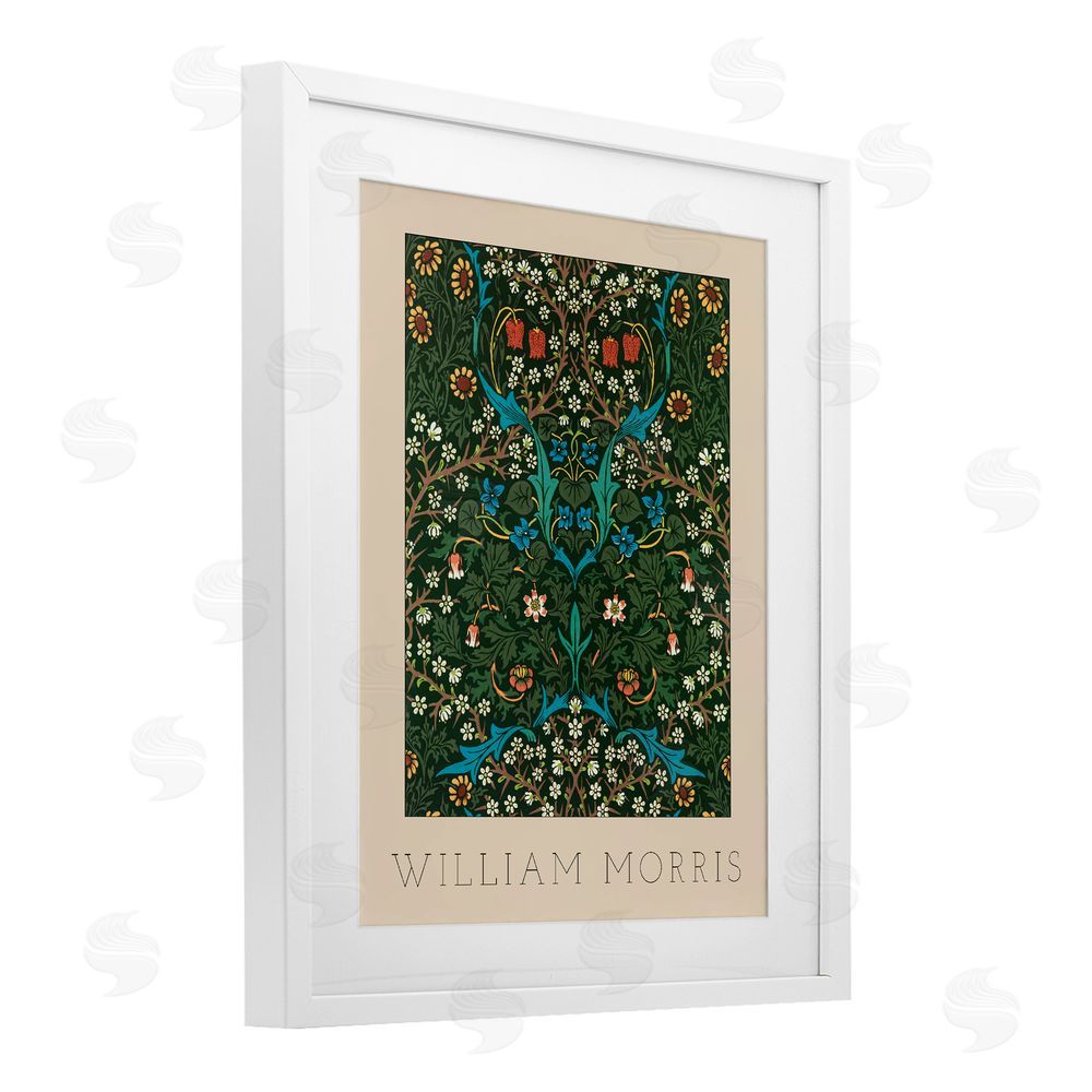 Lil' Rue Ornate Botanicals William Morris White Framed Print Under Glass Wall Art