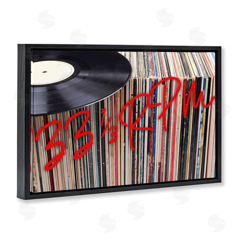 Lil' Rue Vinyl Record Stack Collection Black Floating Framed Canvas Wall Art Print