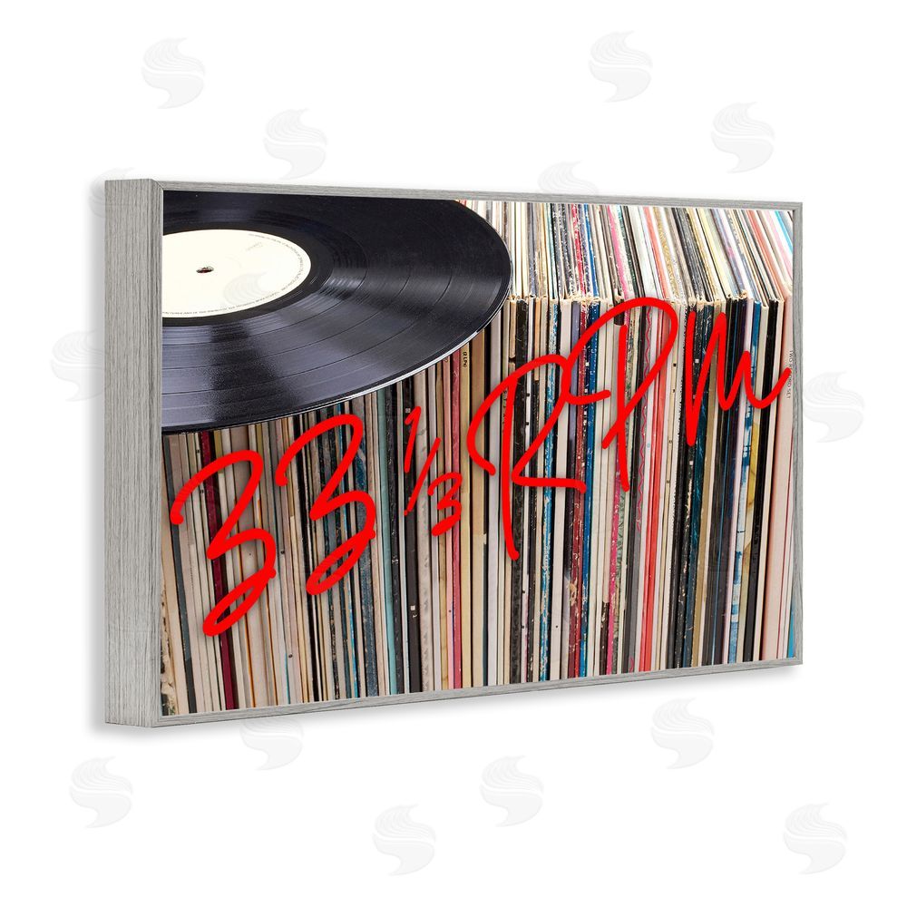 Lil' Rue Vinyl Record Stack Collection Gray Framed Giclee Wall Art Print