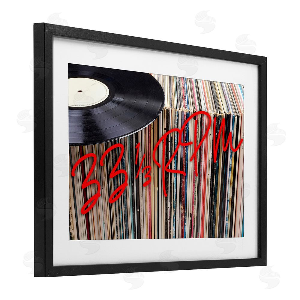 Lil' Rue Vinyl Record Stack Collection Black Framed Print Under Glass with White Mat Wall Art
