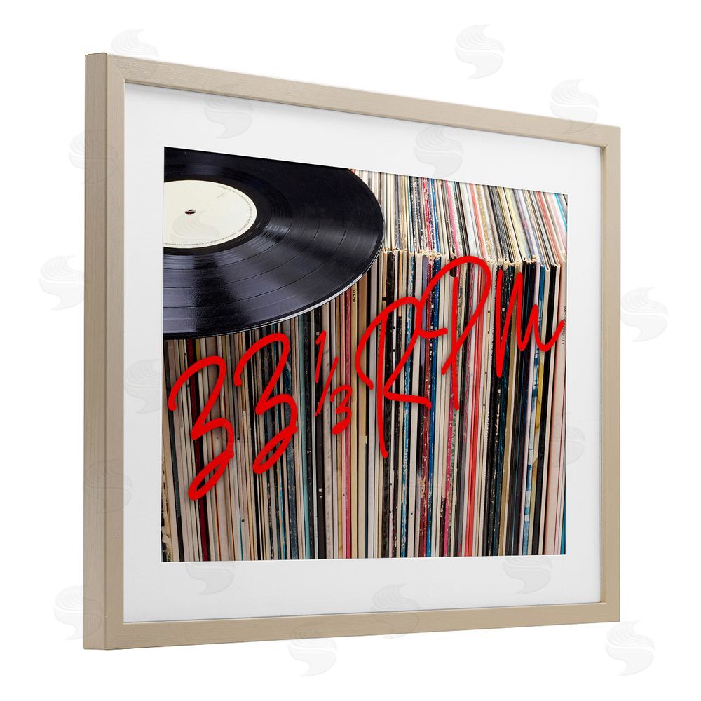 Lil' Rue Vinyl Record Stack Collection Brown Framed Print Under Glass with White Mat Wall Art