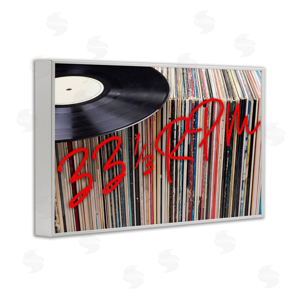 Lil' Rue Vinyl Record Stack Collection White Framed Giclee Wall Art Print