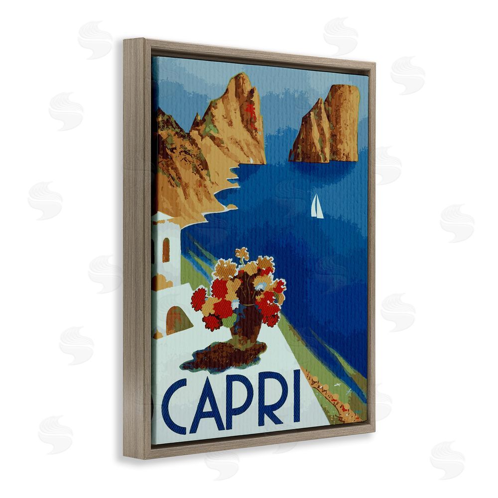 Lil' Rue Capri Island Cliffs Brown Floating Frame Canvas Wall Art Print