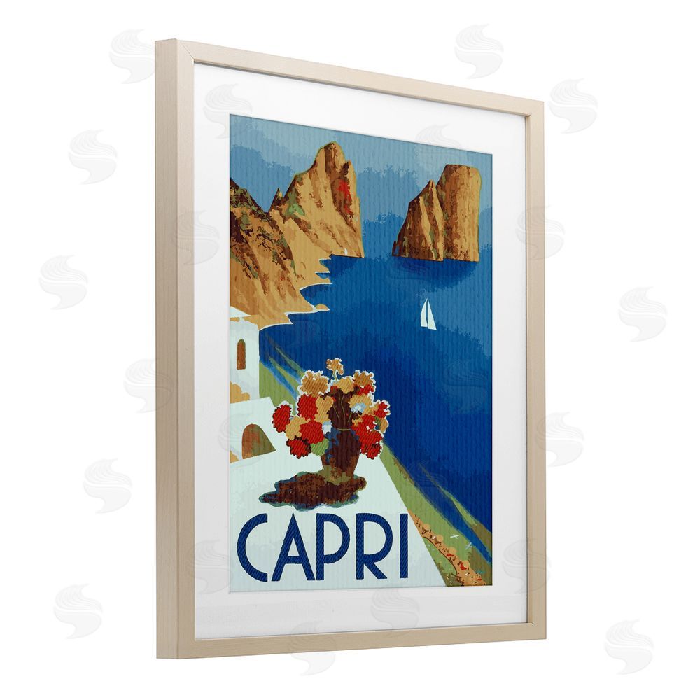 Lil' Rue Capri Island Cliffs Brown Framed Print Under Glass Wall Art