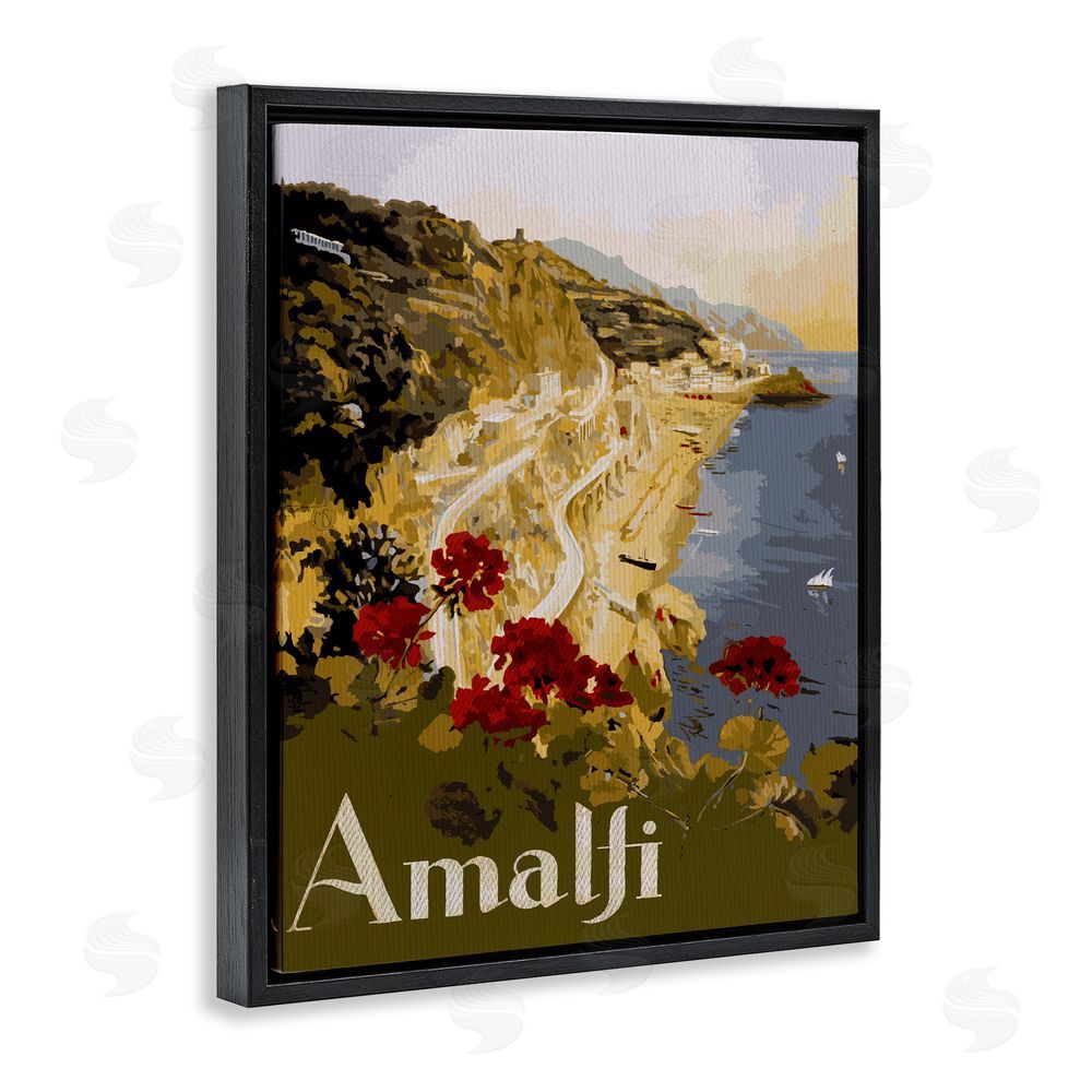 Lil' Rue Picturesque Amalfi Coast Black Floating Frame Canvas Wall Art Print