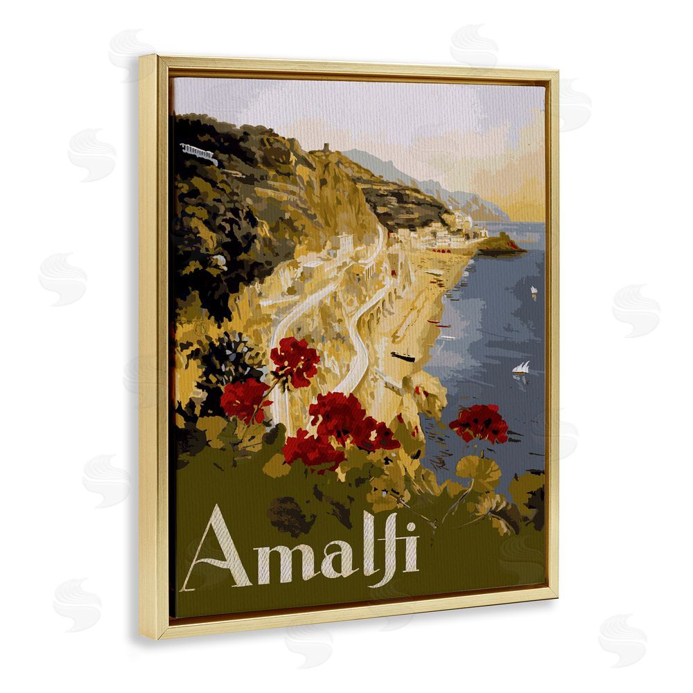Lil' Rue Picturesque Amalfi Coast Gold Floating Frame Canvas Wall Art Print