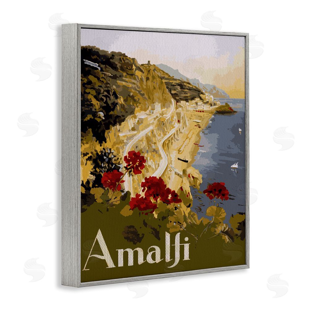 Lil' Rue Picturesque Amalfi Coast Gray Framed Giclee Wall Art Print