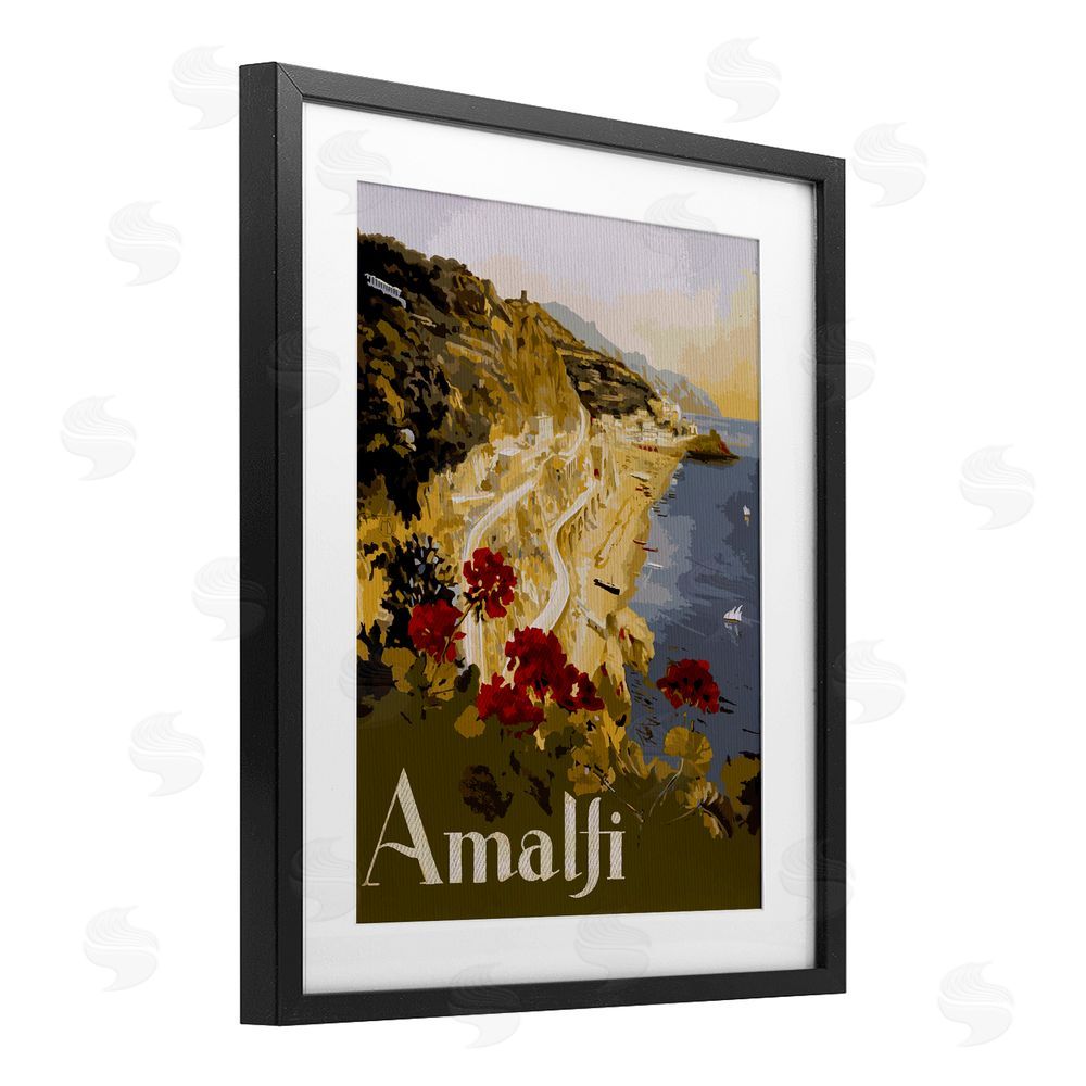Lil' Rue Picturesque Amalfi Coast Black Framed Print Under Glass Wall Art