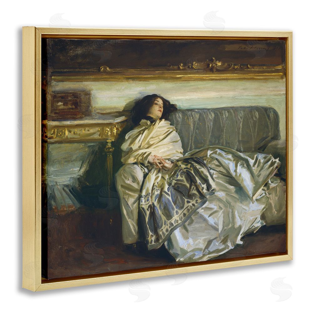 Lil' Rue Restful Woman Classic Gold Floating Frame Canvas Wall Art Print