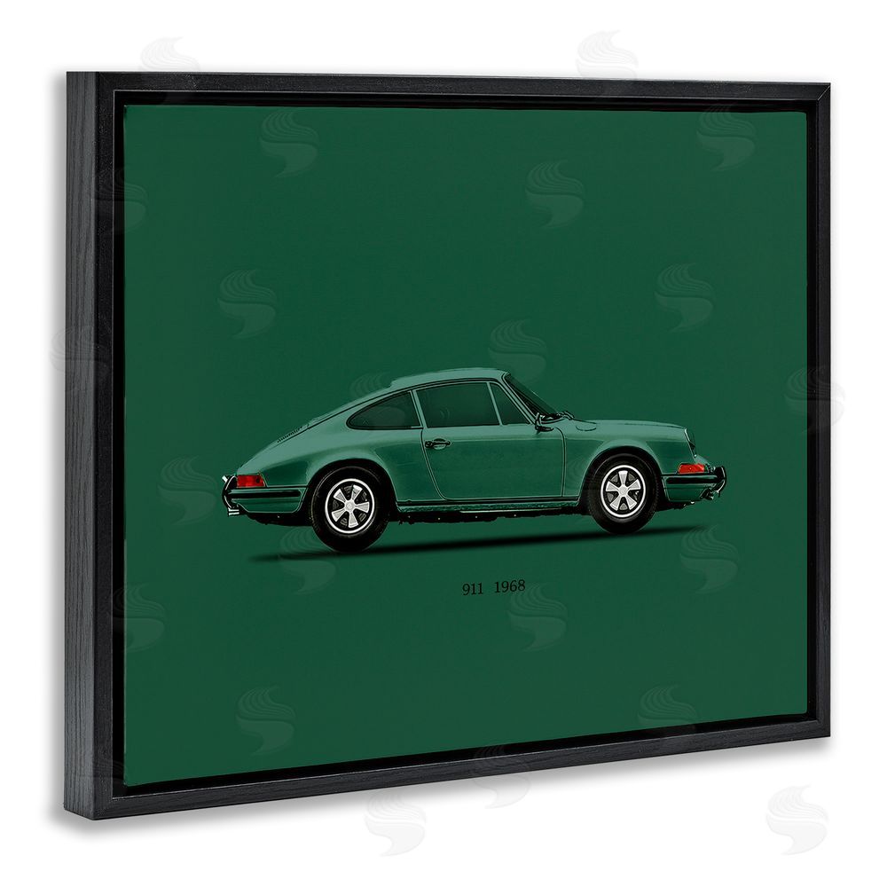 Mark Rogan Green Toned Classic Car Black Floating Frame Canvas Wall Art