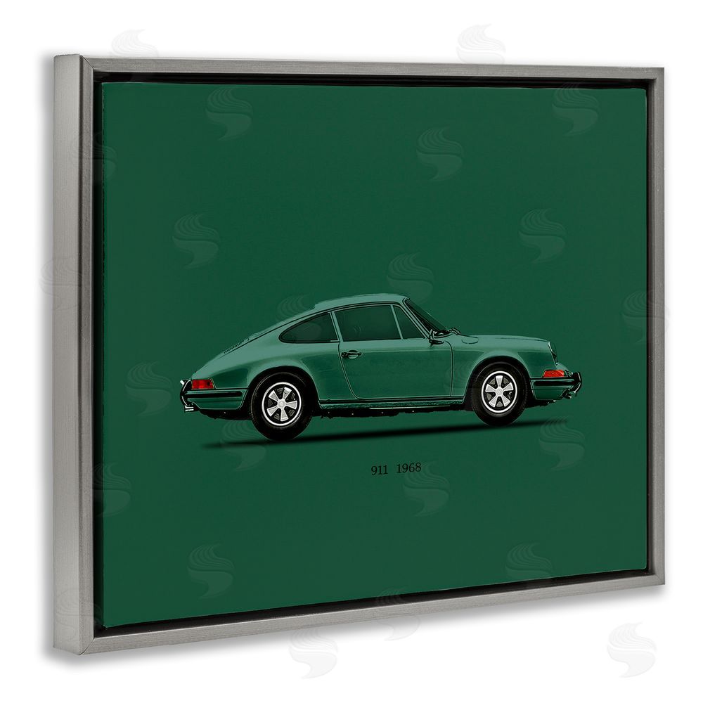 Mark Rogan Green Toned Classic Car Gray Floating Frame Canvas Wall Art