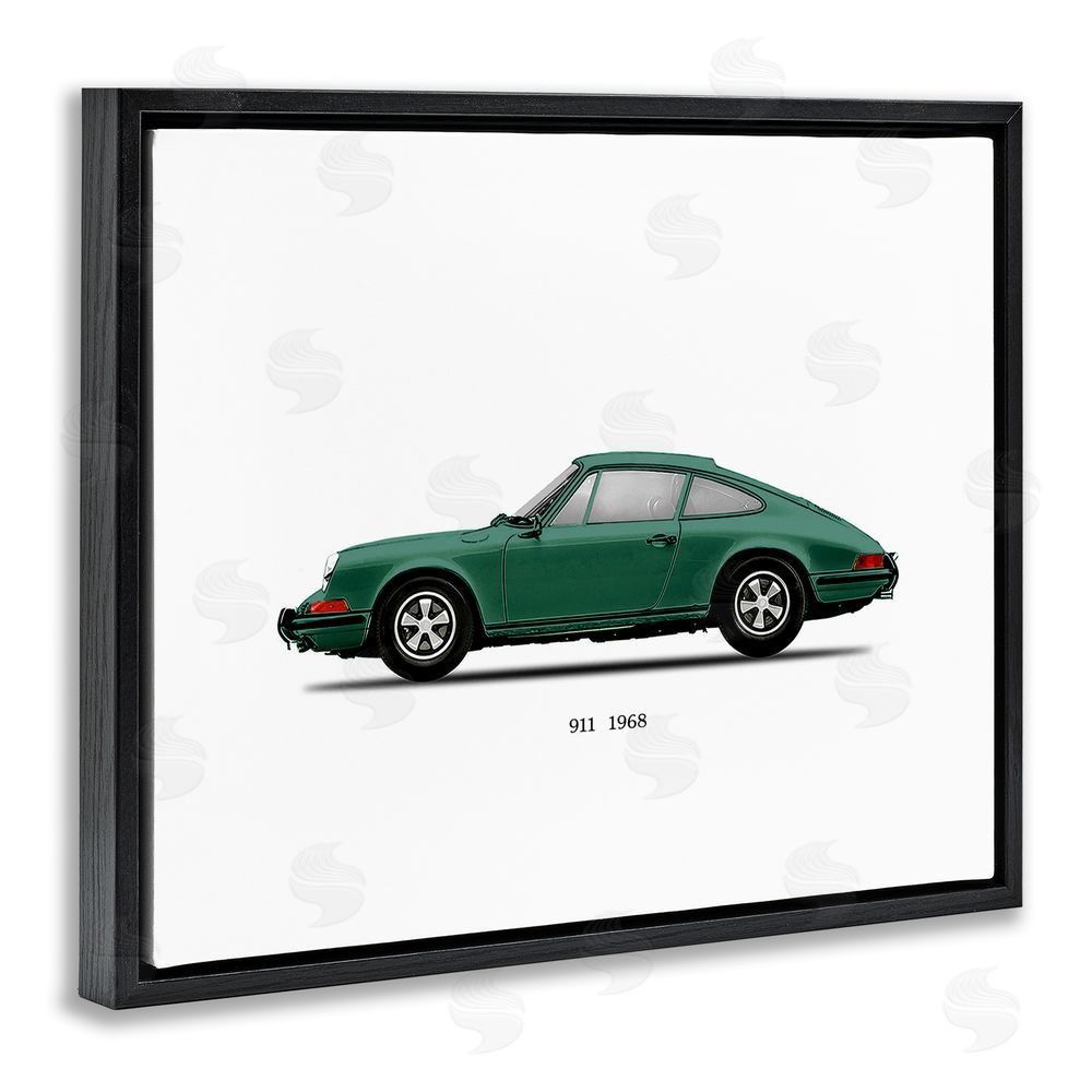 Mark Rogan Green Vintage Car Model Black Floating Frame Canvas Wall Art