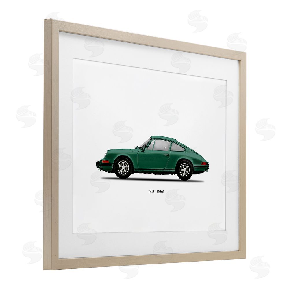 Mark Rogan Green Vintage Car Model Brown Framed Print Under Glass with Mat Wall Art