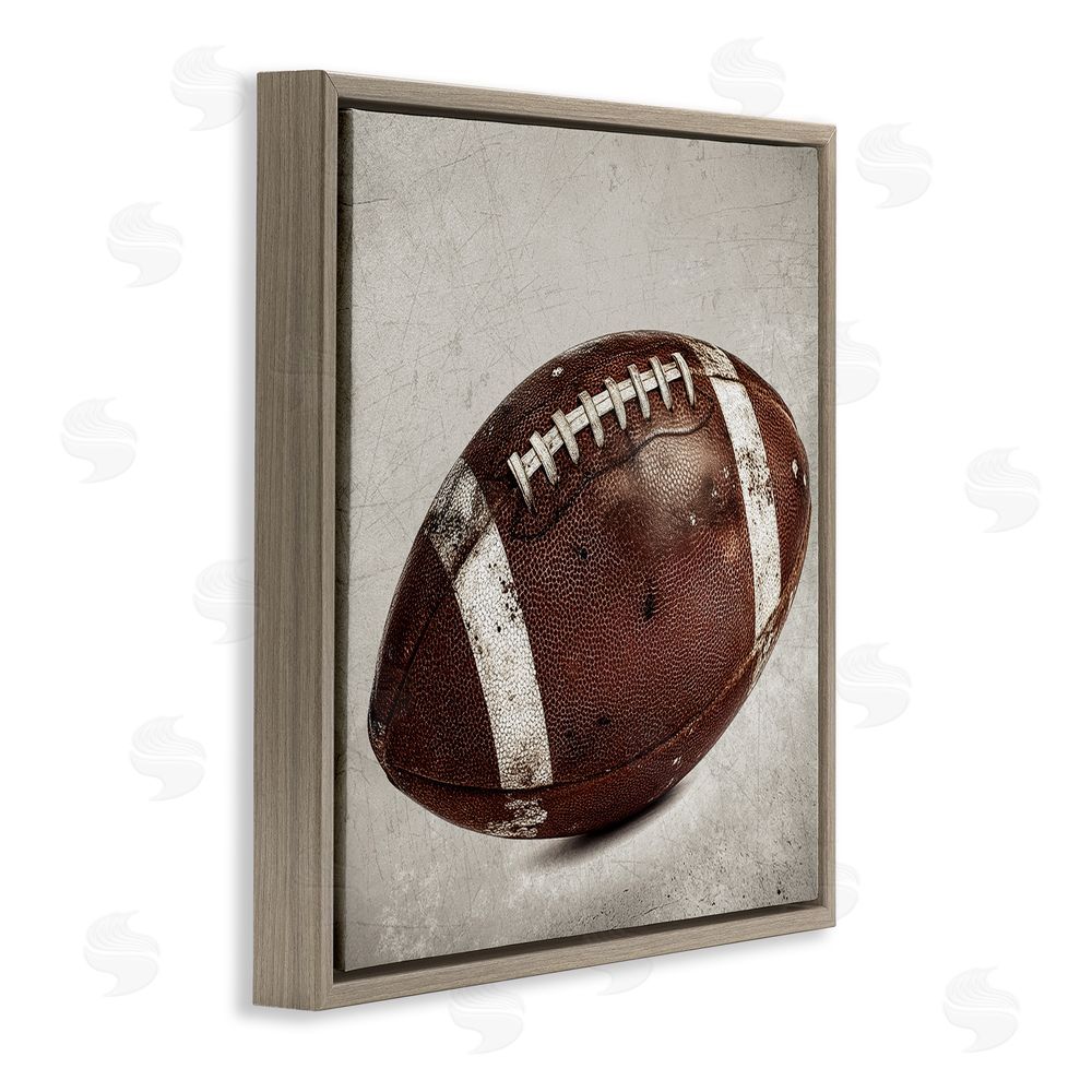 Ziwei Li Vintage Leather Football Brown Floating Frame Canvas Wall Art Print