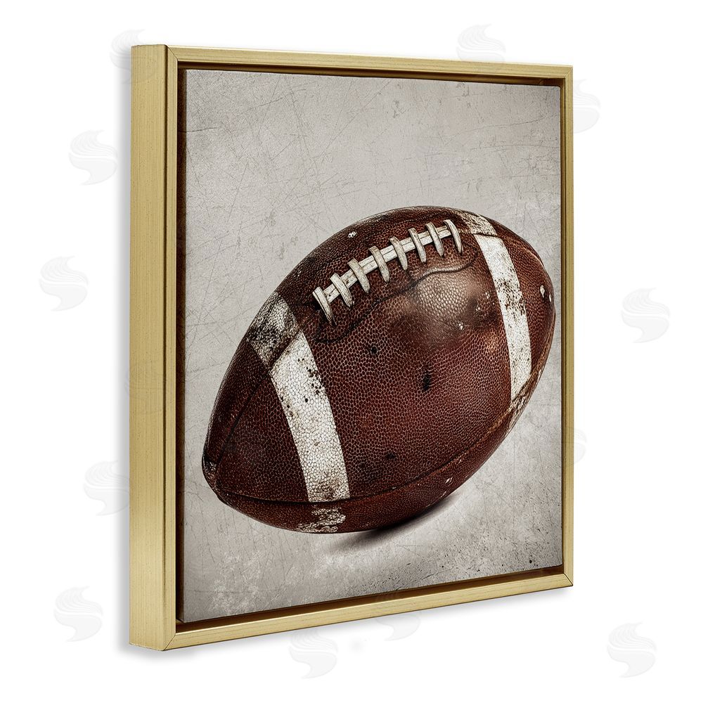 Ziwei Li Vintage Leather Football Gold Floating Frame Canvas Wall Art Print