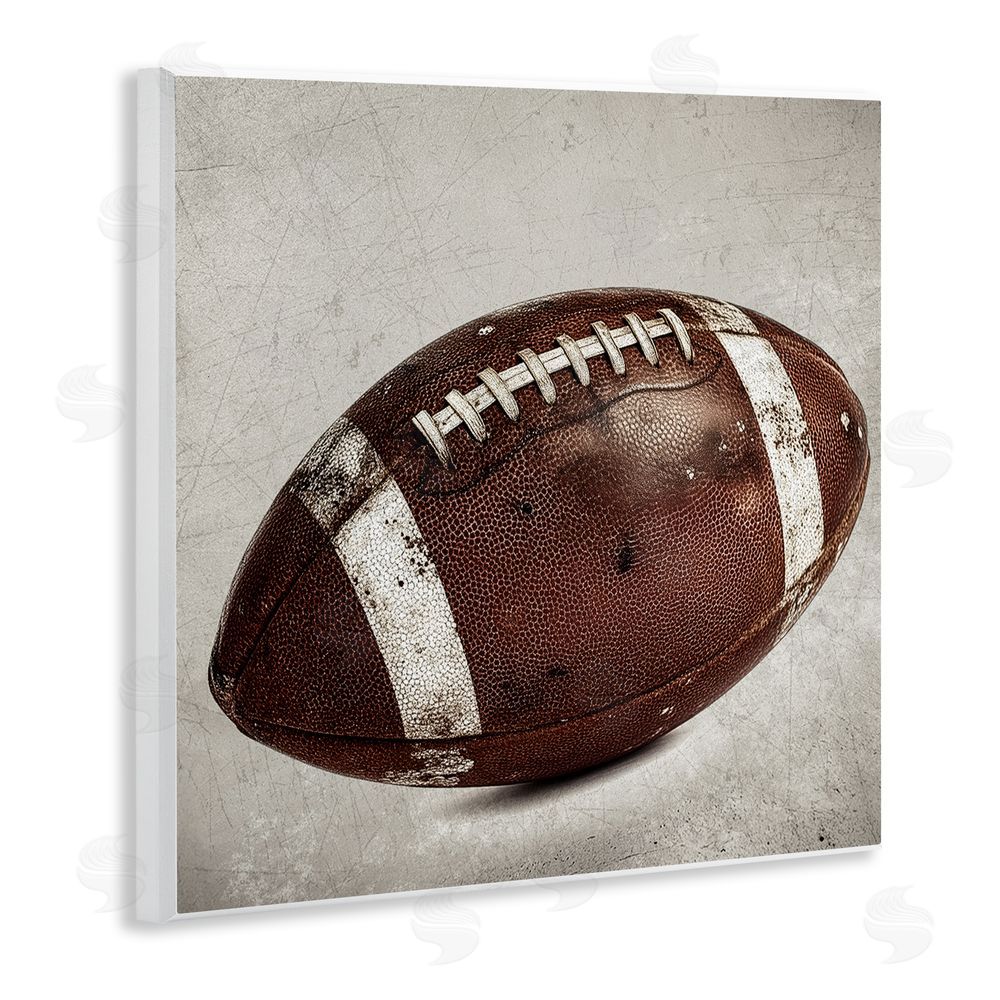 Ziwei Li Vintage Leather Football Wooden Wall Plaque Art Print