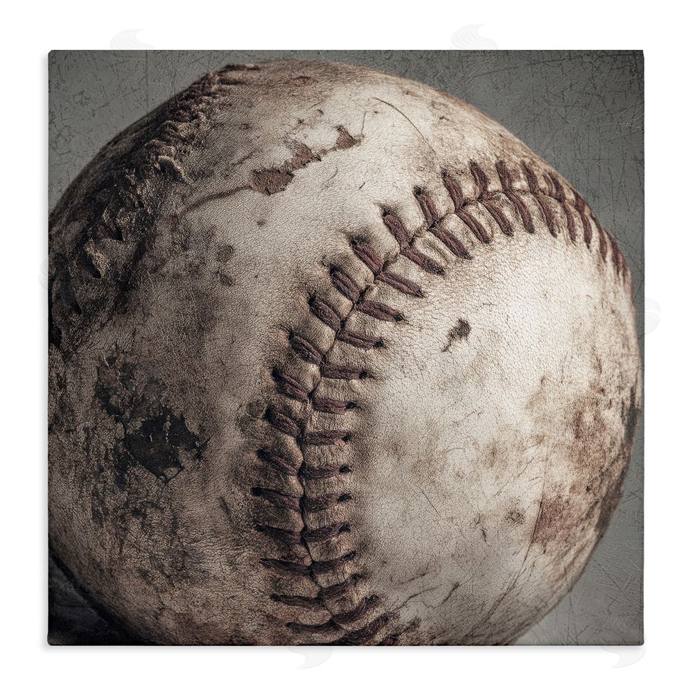 Ziwei Li Vintage Weathered Baseball Stretched Canvas Wall Art Print